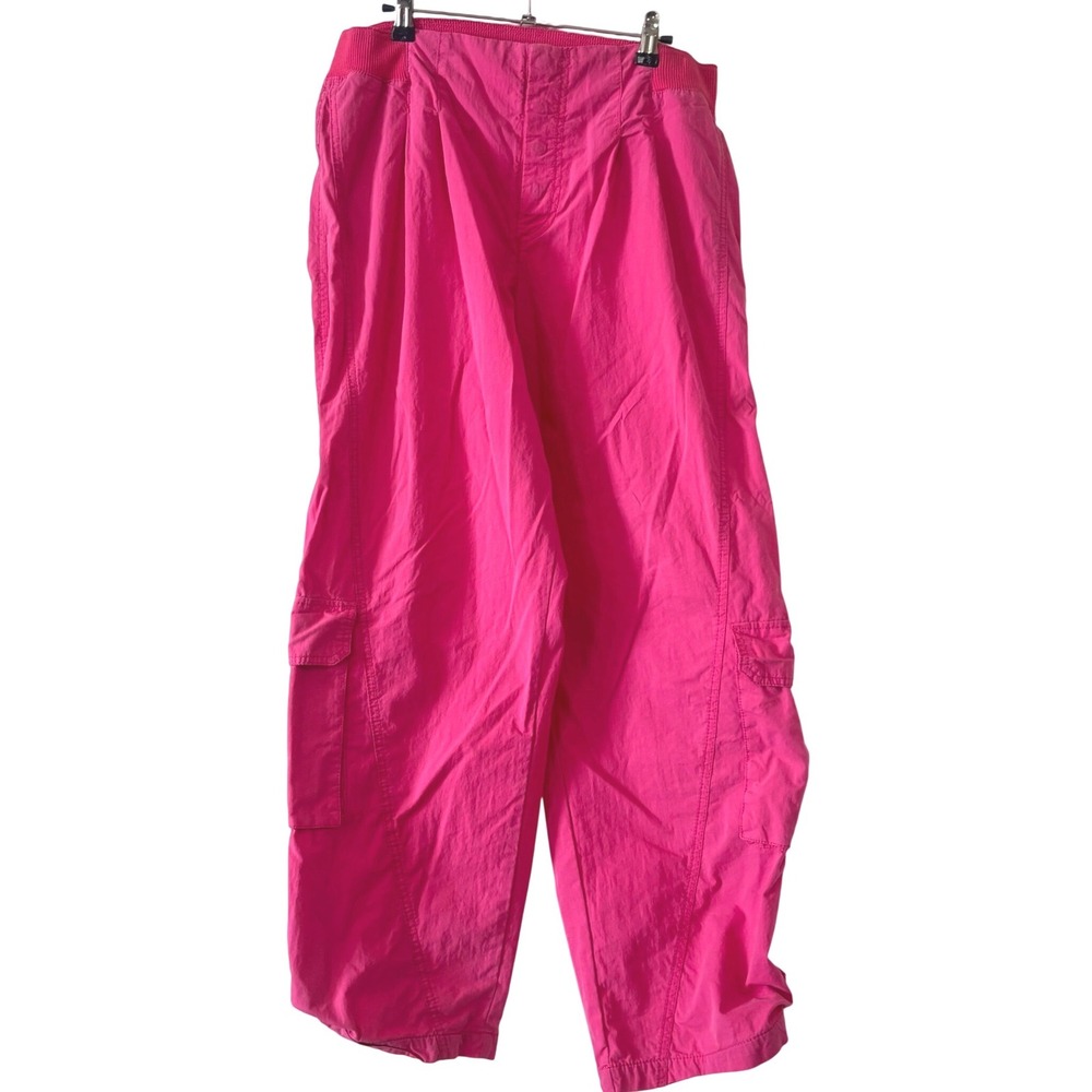 Free People Mesmerize Me Highrise Cargo Windbreaker Joggers Pink Pants Gorp L